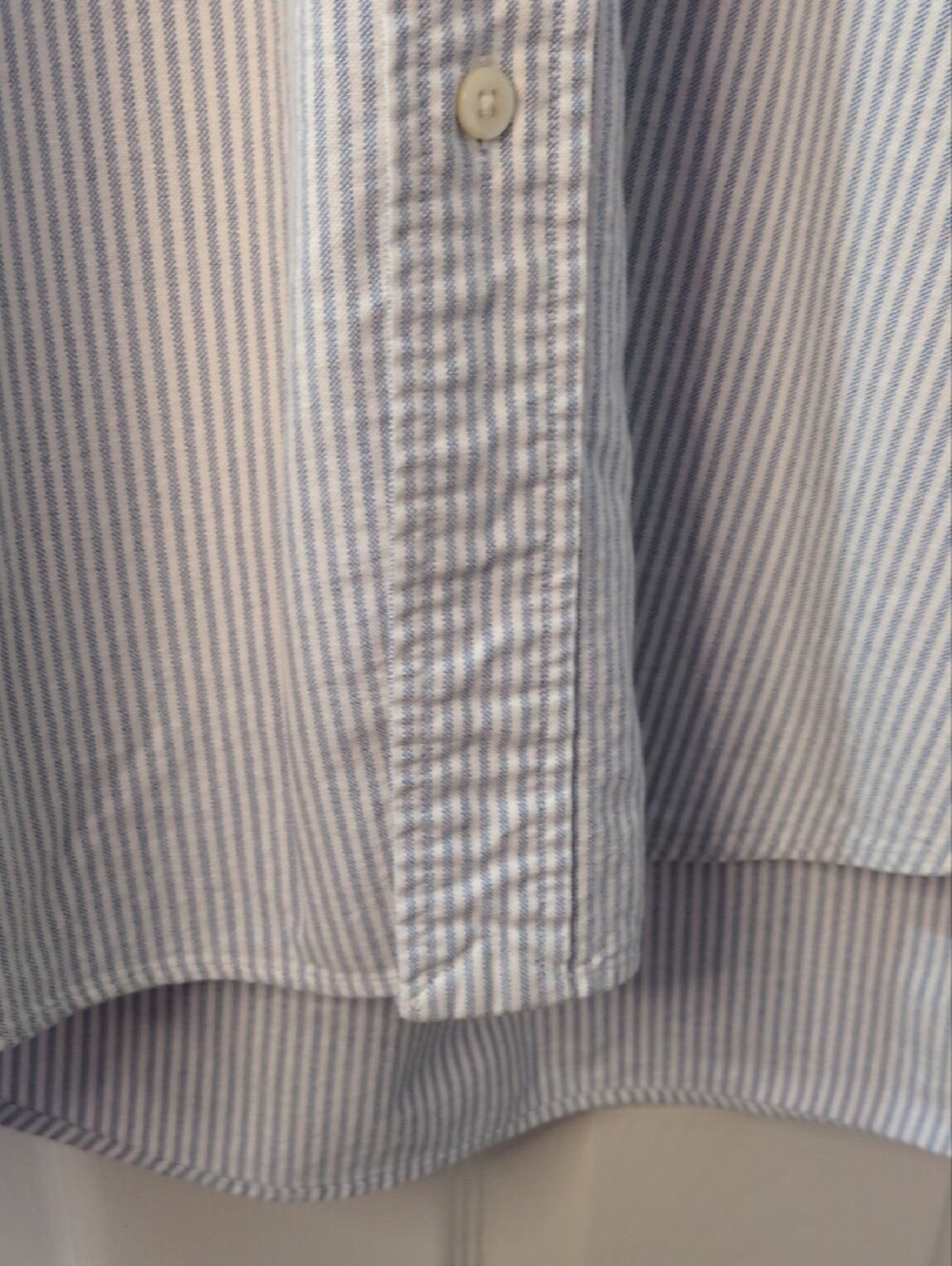 Ralph Lauren Blue & White Narrow Stripe Button-Down Shirt, Size Large - Picture 7 of 14